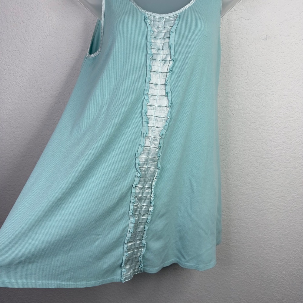 PJ Harlow Alyssa Nightgown Womens M Blue Cotton Modal Ruffle Cottagecore Sleep - Picture 3 of 8
